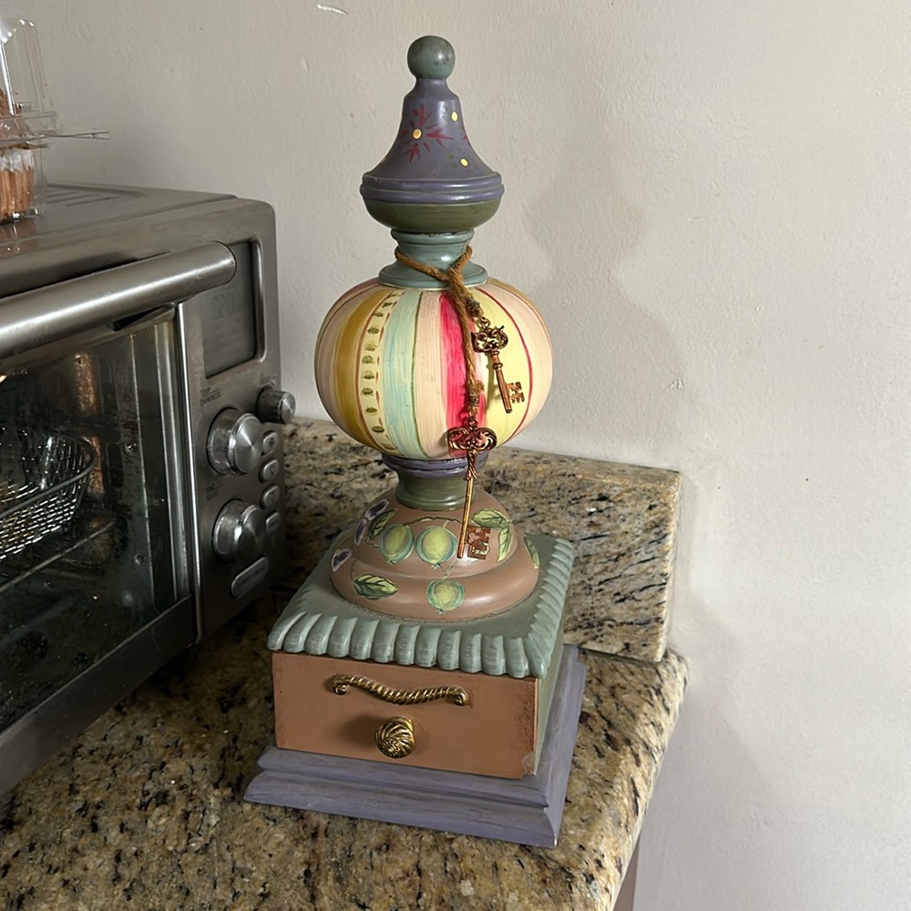 Tracy Porter Wood Trinket Box Hand painted canyon finial